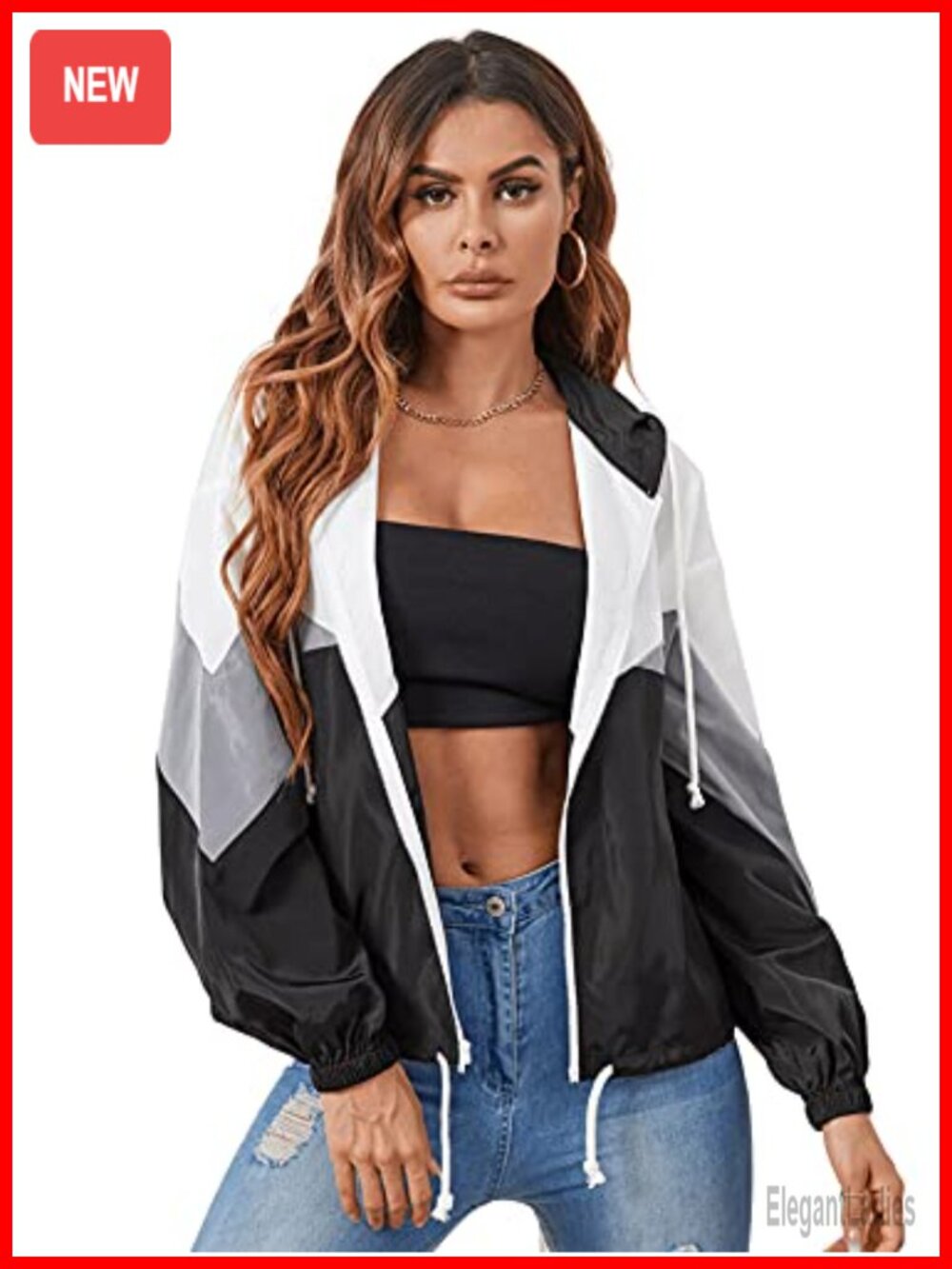 Floerns Women's Hooded Thin Windbreaker Jacket Casual Zip Anorak
